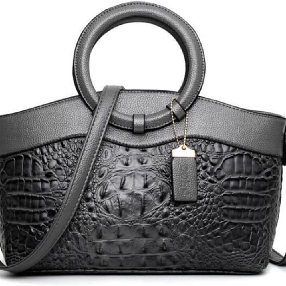 Crocodile Pattern Leather Handbag Women Satchel Shoulder Purse Tote